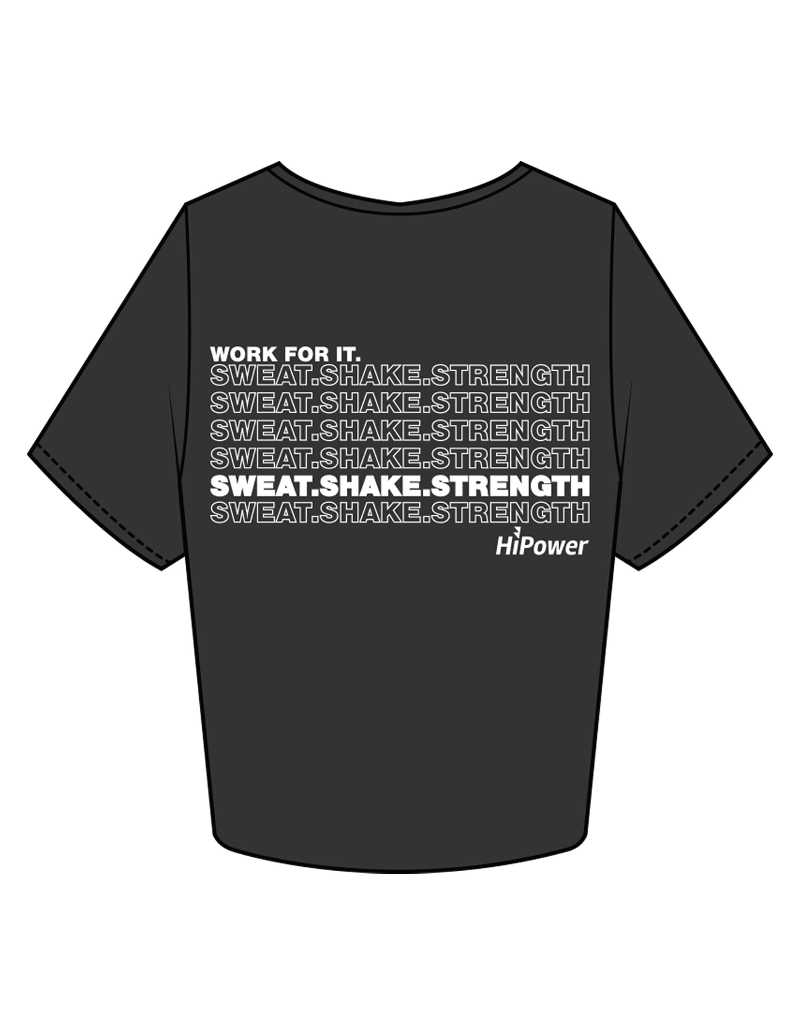 The Crop Tee - Black - Hi Power - Center Chest & Back Stacked - Printed - White