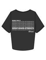The Crop Tee - Black - Hi Power - Center Chest & Back Stacked - Printed - White