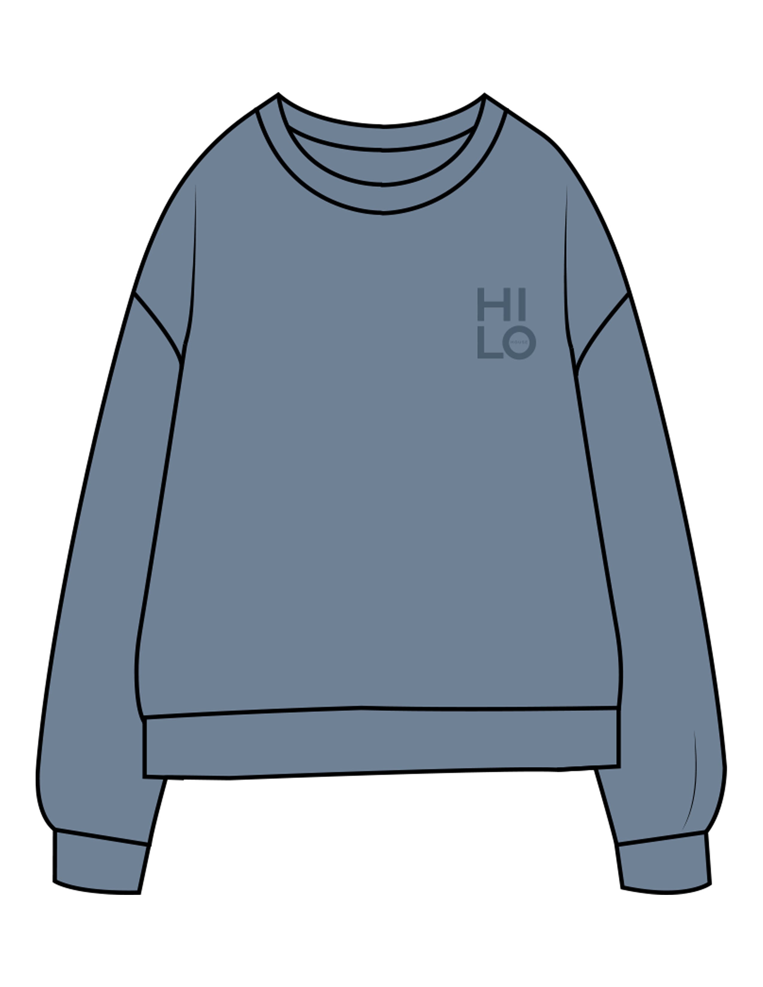 The Midweight Unisex Crewneck - Washed Slate - HiLo - Left Chest & Back Stacked "SORRY" - Printed - Tone on Tone