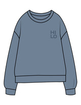 The Midweight Unisex Crewneck - Washed Slate - HiLo - Left Chest & Back Stacked "SORRY" - Printed - Tone on Tone