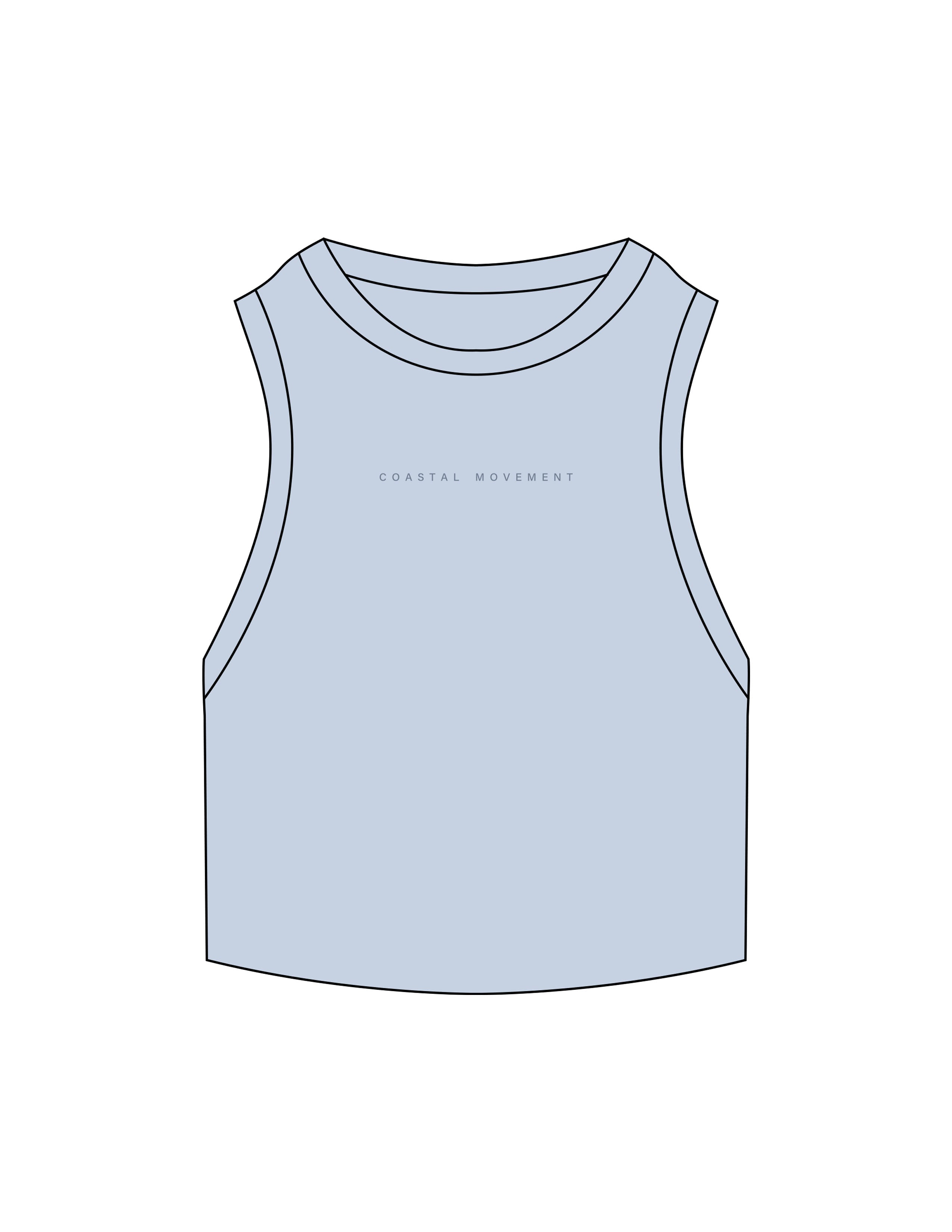 The Ribbed Crop Tank - Powder - Coastal Movement - Center Chest - Embroidered - Tone on Tone