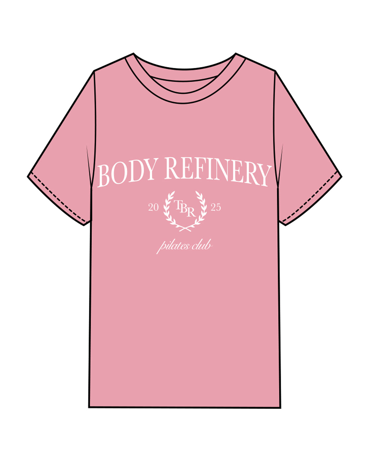 The Womens Heavyweight Tee - Bubblegum - The Body Refinery - Center Chest & Back Neckline - White