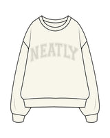 The Womens Heavy Crewneck - Off White - Neatly - Center Chest & Back Neckline - Tone on Tone