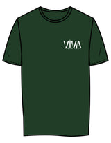 The Womens Tee - Forest - Viva Pilates - Left Chest Stacked - Printed - White
