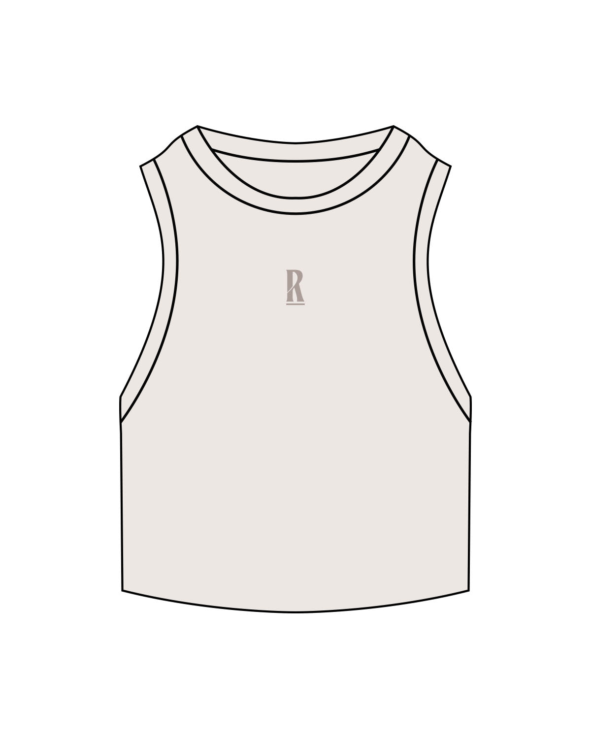 The Ribbed Crop Tank - Bone - Revolve Pilates - Center Chest "R" - Embroidered - Tone on Tone