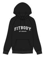 The Womens Classic Hoodie - Black - Krista - Center Chest Stacked & Back Center - White