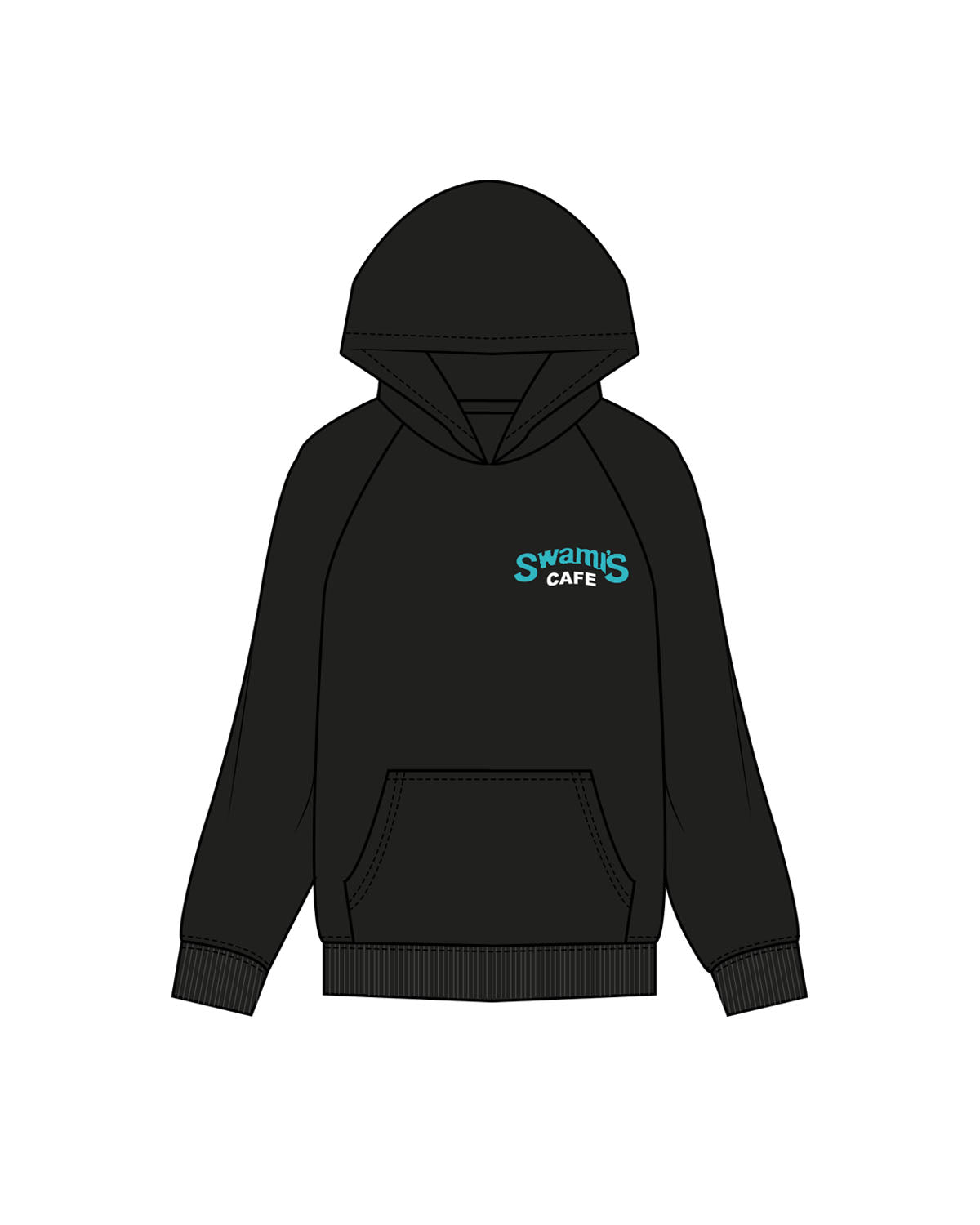 The Mens Hoodie - Black - Swamis Core - Left Chest Stacked - Printed - Full Color
