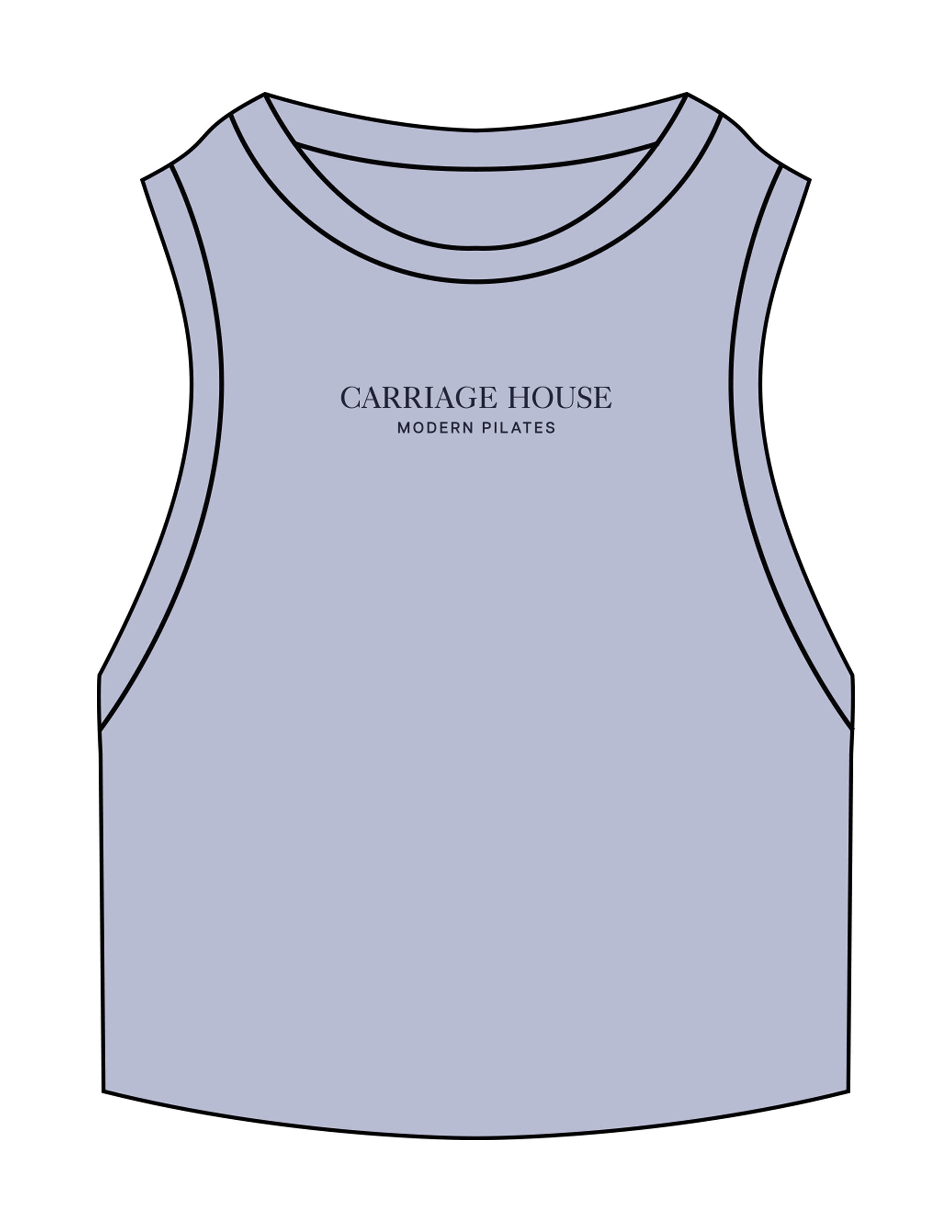 The Ribbed Crop Tank - Powder - Carriage House - Center Chest Stacked - Embroidered - Navy