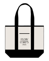 The Contrast Tote Bag - Natural / Black - Flowcorps - Front Center Stacked - Black