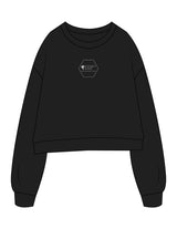 The Studio Crop - Black - Honey Hive NB - Center Chest Hexagon - Embroidered - White