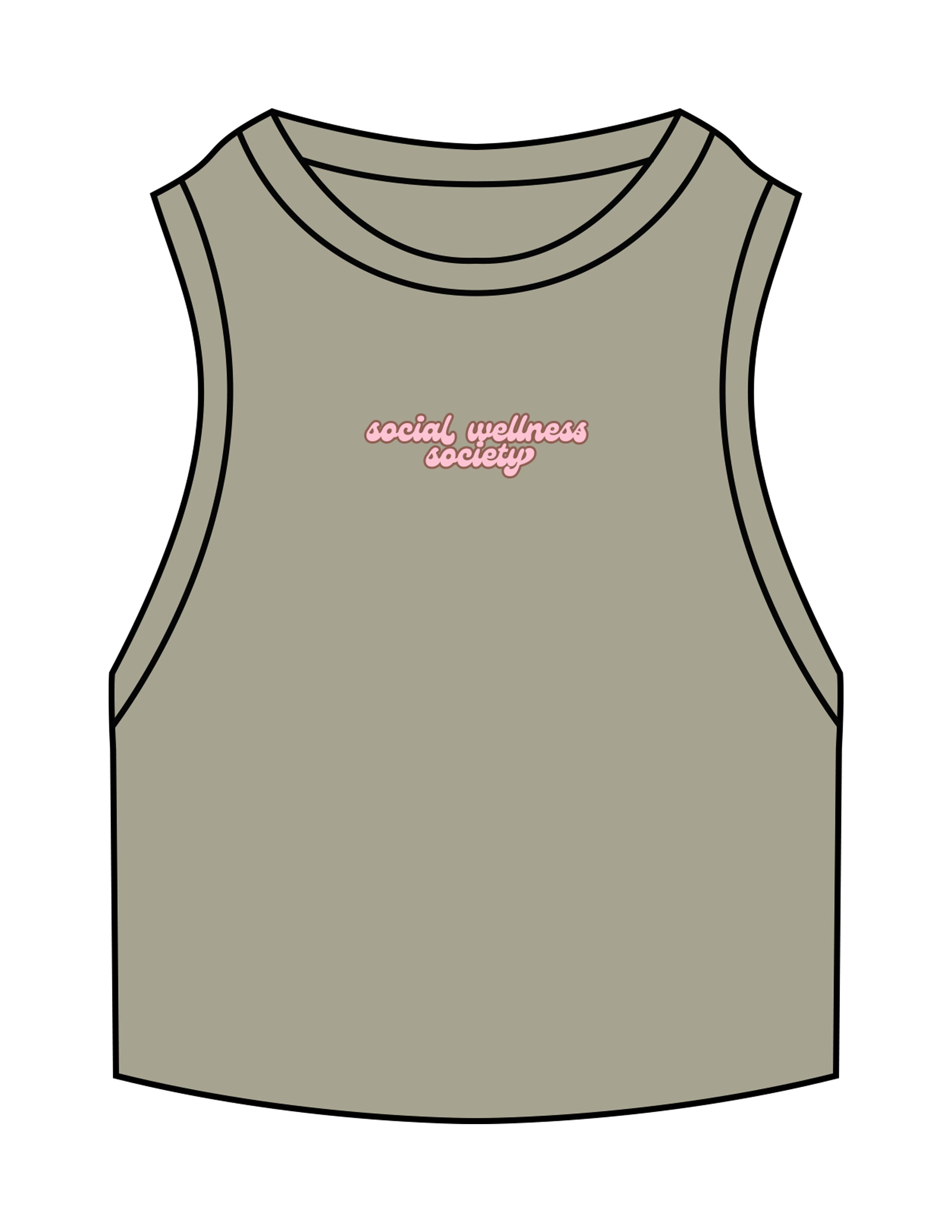 The Ribbed Crop Tank - Eucalyptus - SWS - Center Chest Stacked - Embroidered - Full Color