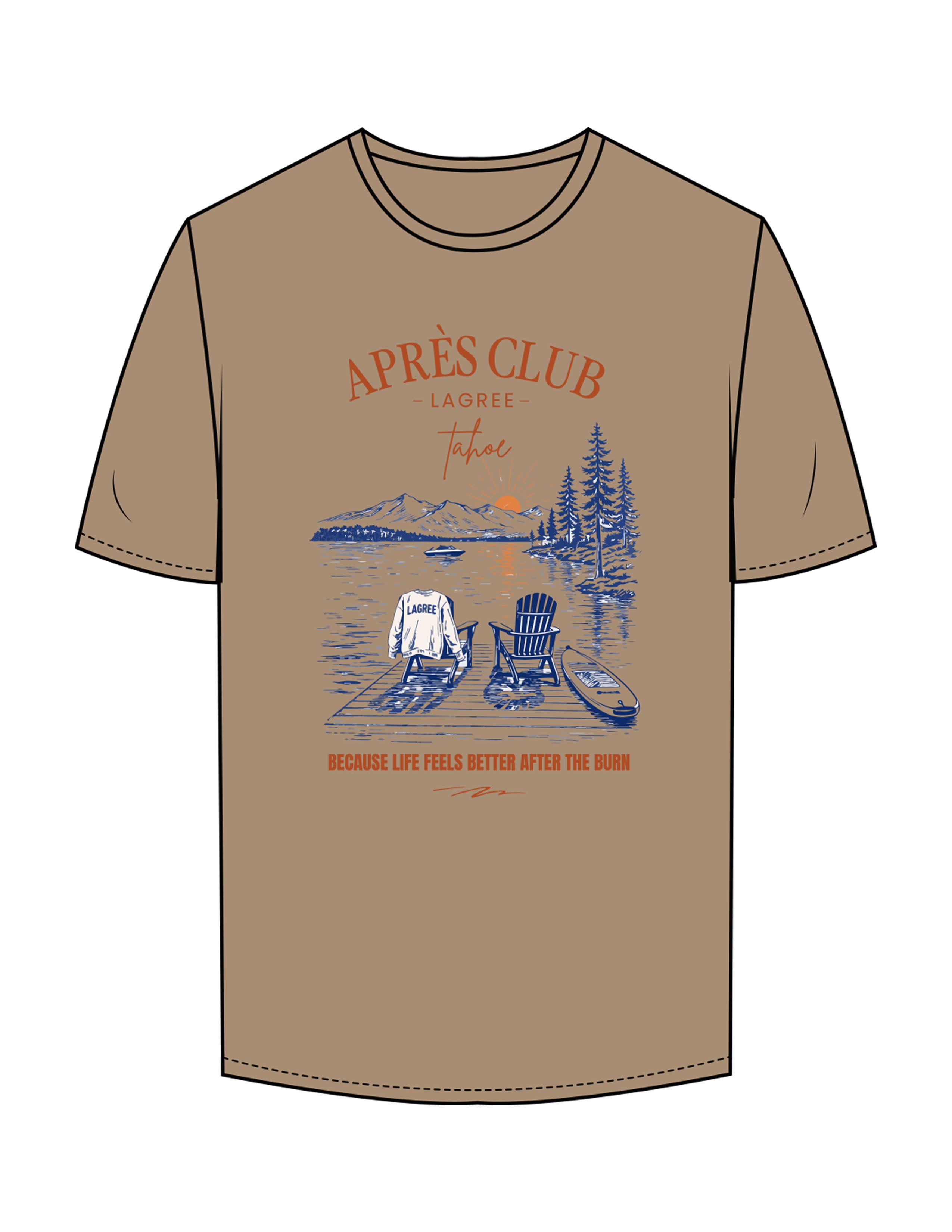 The Mens Tee - Sand - Lagree Tahoe - Front Illustration - Printed - Full Color