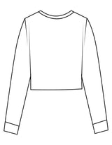 The Crop Long Sleeve - White - LA FORME PILATES - Center Chest Stacked - Printed - Black