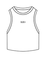 The Ribbed Crop Tank - White - M4Lagree - "Made 4" - Center Chest - Embroidered - Black