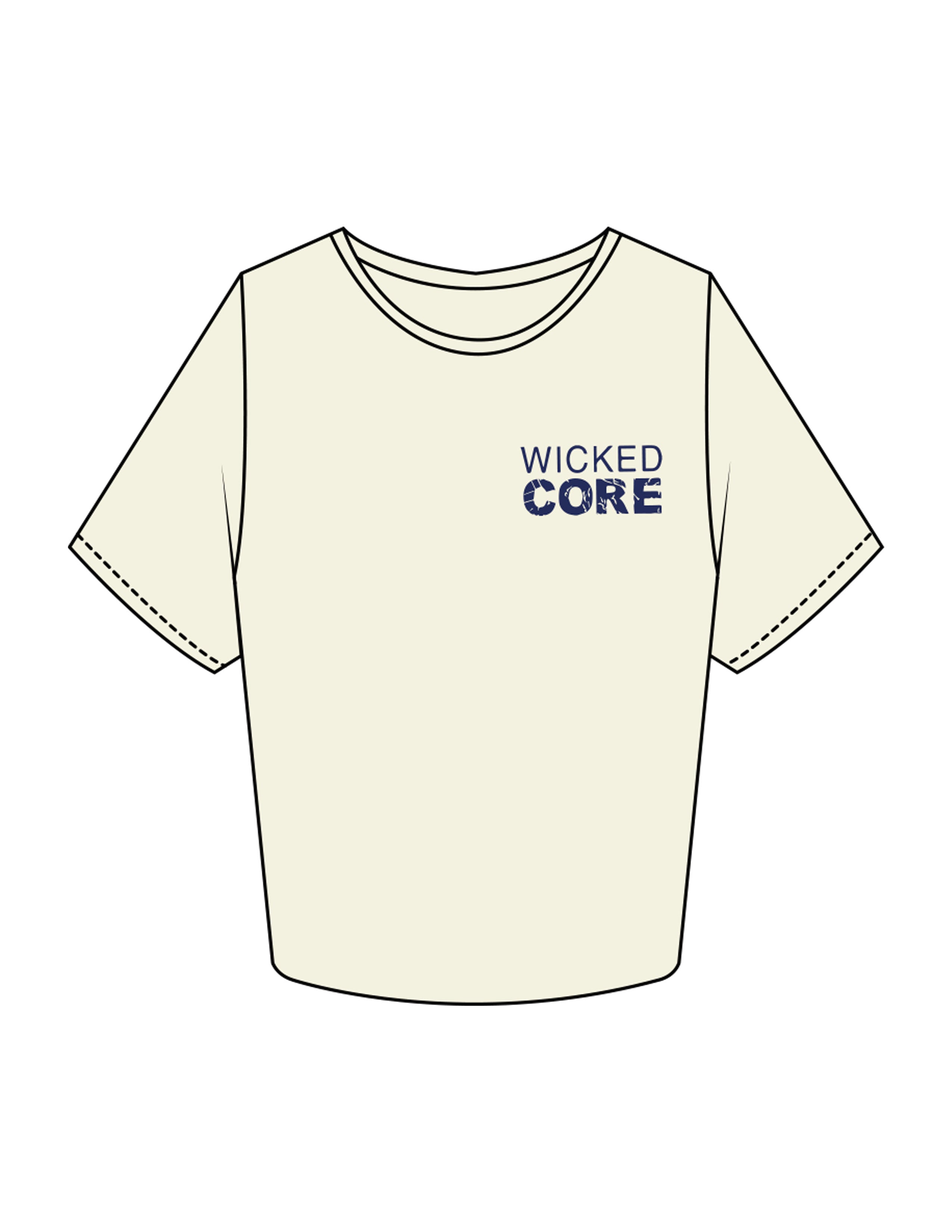 The Crop Tee - Butter - Wicked Core - Left Chest Stacked & Back Round - Printed - Navy