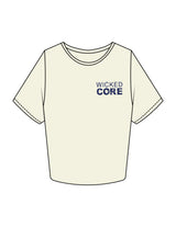 The Crop Tee - Butter - Wicked Core - Left Chest Stacked & Back Round - Printed - Navy