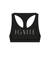 The Racer Bra - Black - Ignite Barre & Fitness - Center Chest & Center Back - White