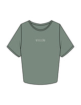 The Crop Tee - Sage - Wyllow Physical Therapy - Center Chest & Back Stacked - Printed - Full Color