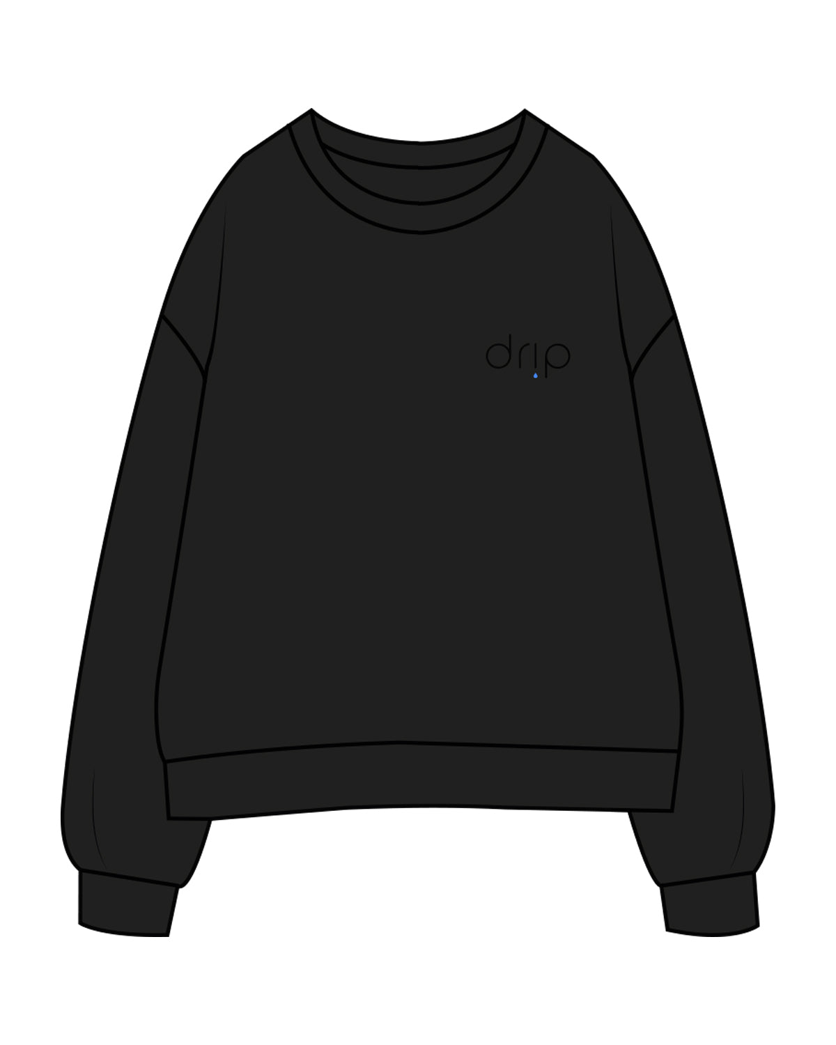 The Mens Crewneck - Black - Drip - Left Chest & Center Back - Full Color / Black