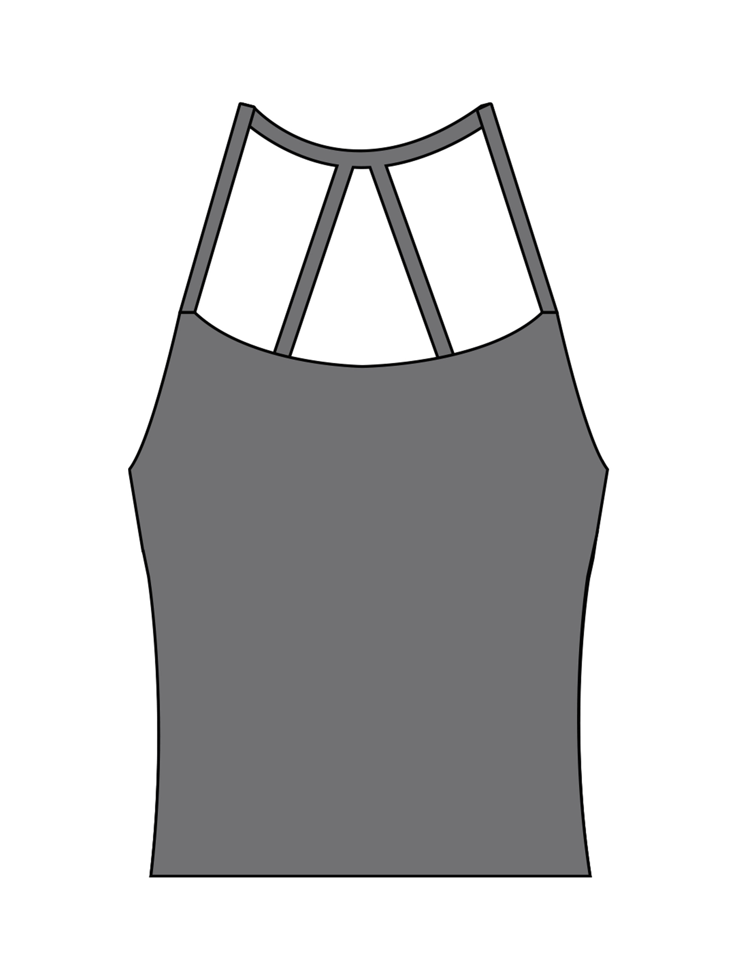 The Womens Sporty Tank - Grey - Vibe MVMT - Center Back Stacked - Printed - White