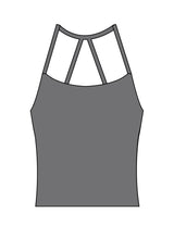 The Womens Sporty Tank - Grey - Vibe MVMT - Center Back Stacked - Printed - White