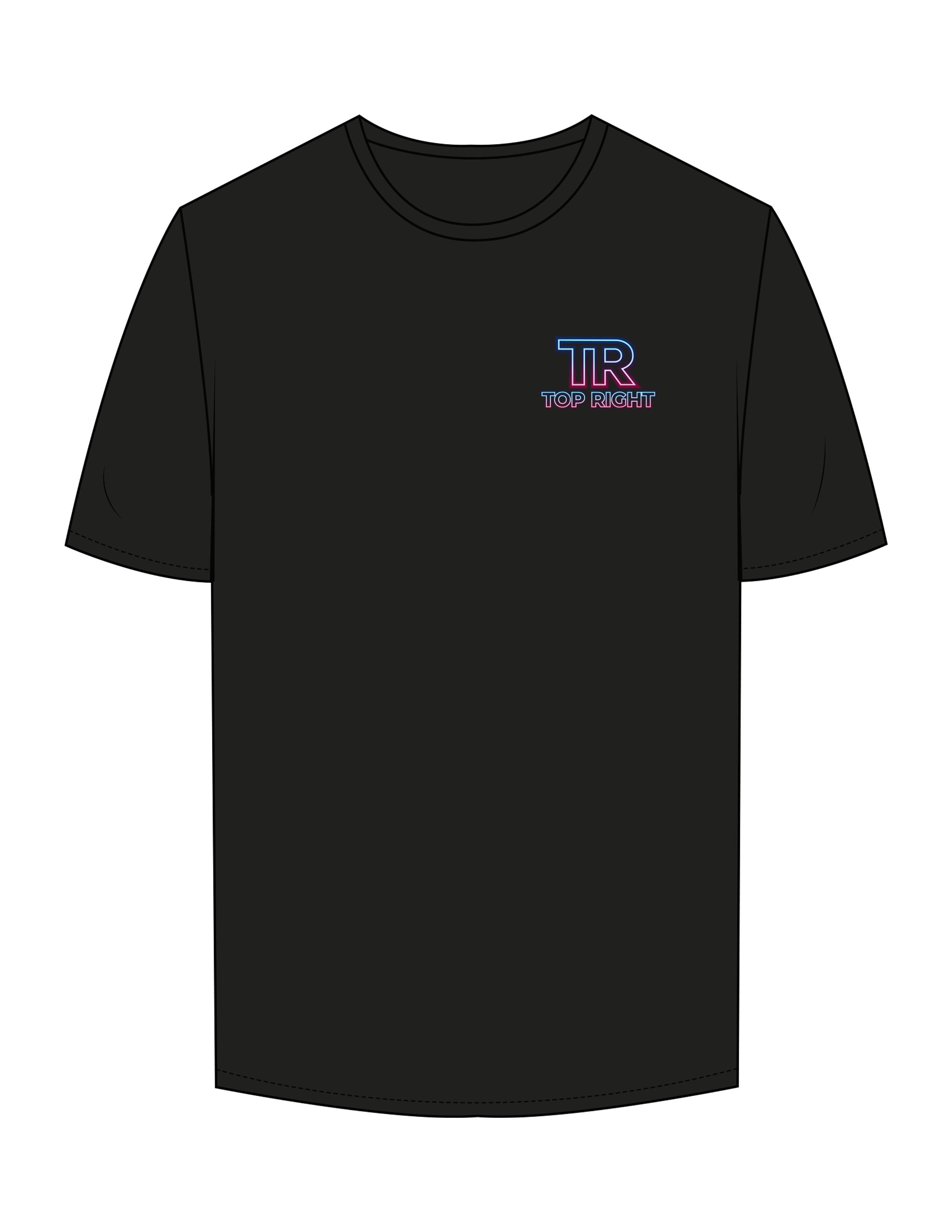 The Mens Tee - Black - Top Right Collectibles - Left Chest Stacked & Back Spine - Printed - Full Color