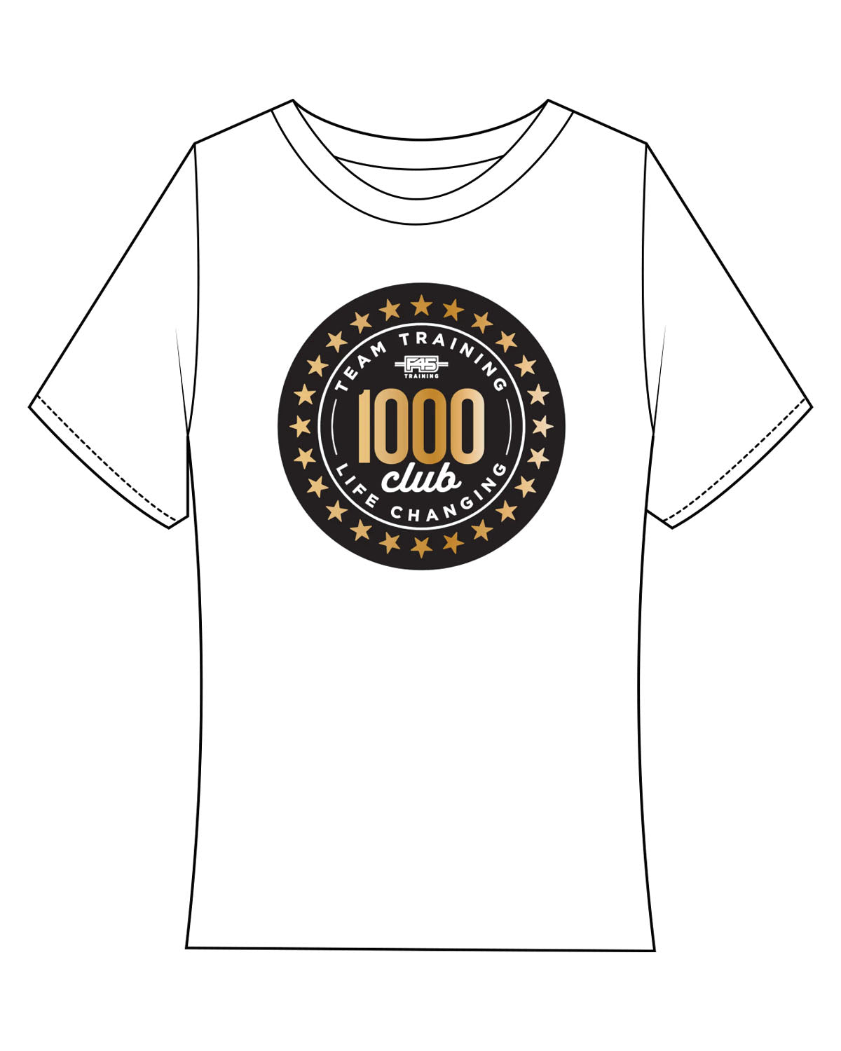 The Baby Tee - White - F45 La Costa - Front Round 1000 Stacked & Back Neckline Stacked - Full Color