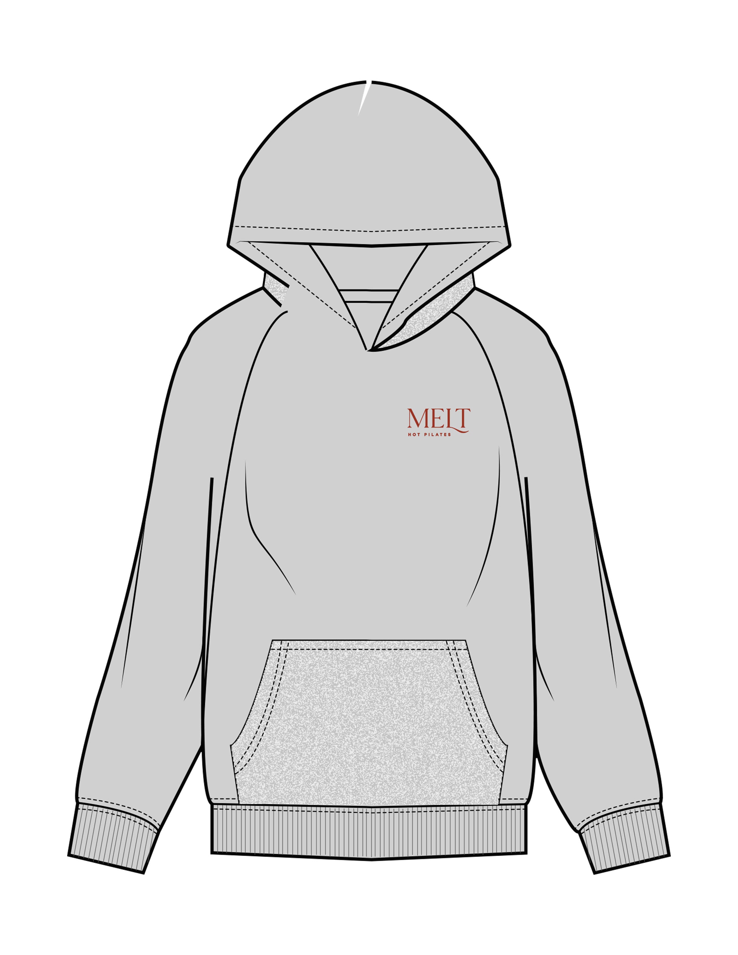 The Mens Hoodie - Heather - Melt Hot Pilates - Left Chest Stacked - Printed - Maroon