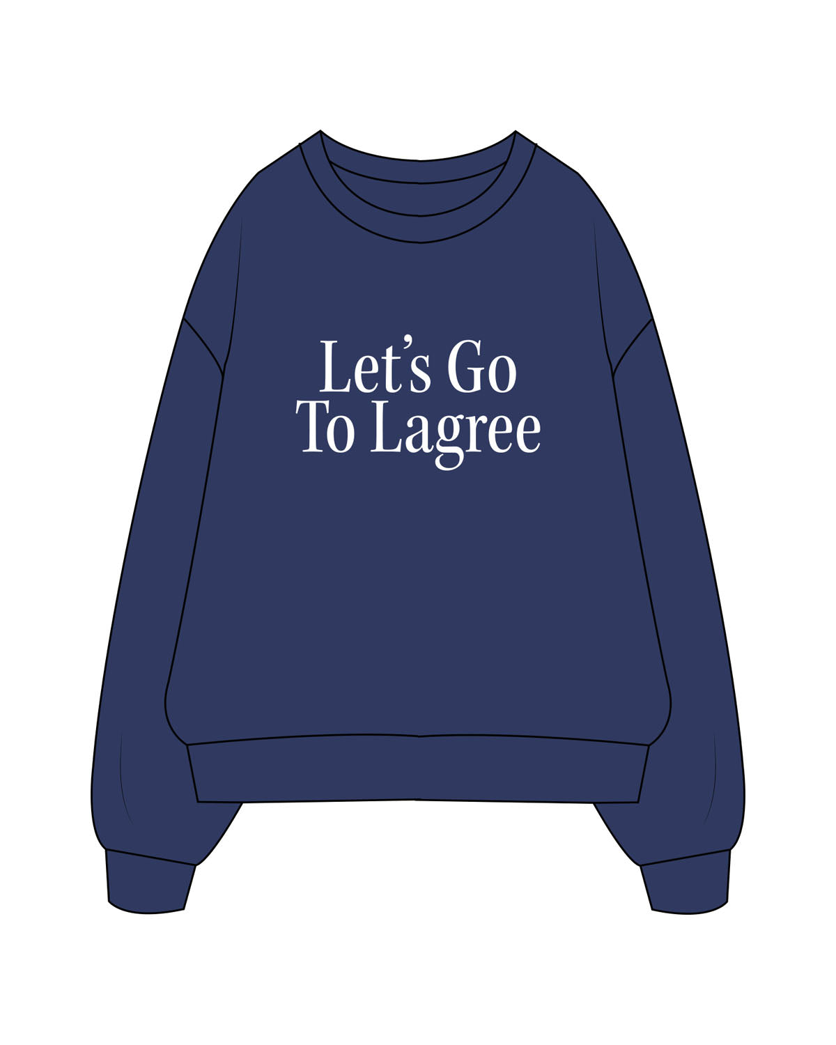 The Mens Crewneck - Cobalt - Local Lagree - Center Chest Stacked - Printed - White