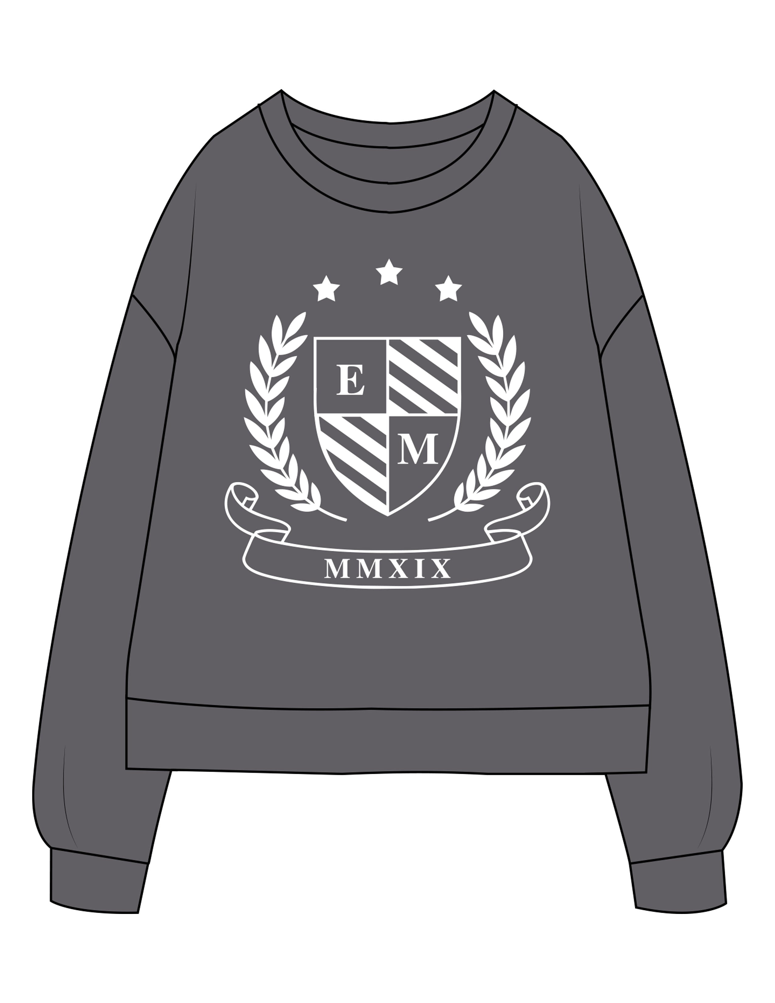 The Recycled Unisex Crewneck - Asphalt - ETHOS Q3 PHOTOSHOOT - Center Chest - Printed - White