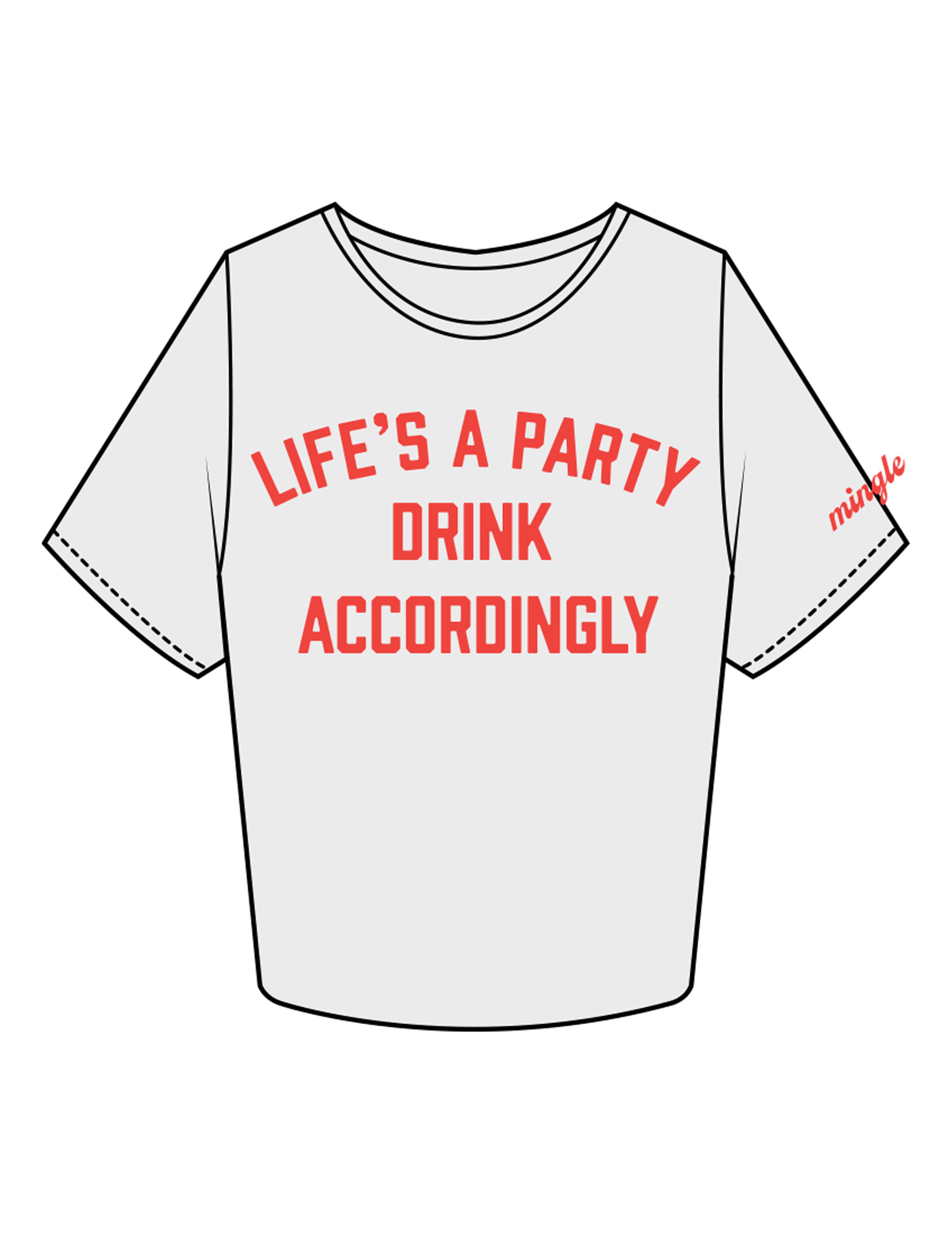 The Crop Tee - Off White - Mingle Mocktails - Center Chest Stacked & Left Sleeve - Printed - Red