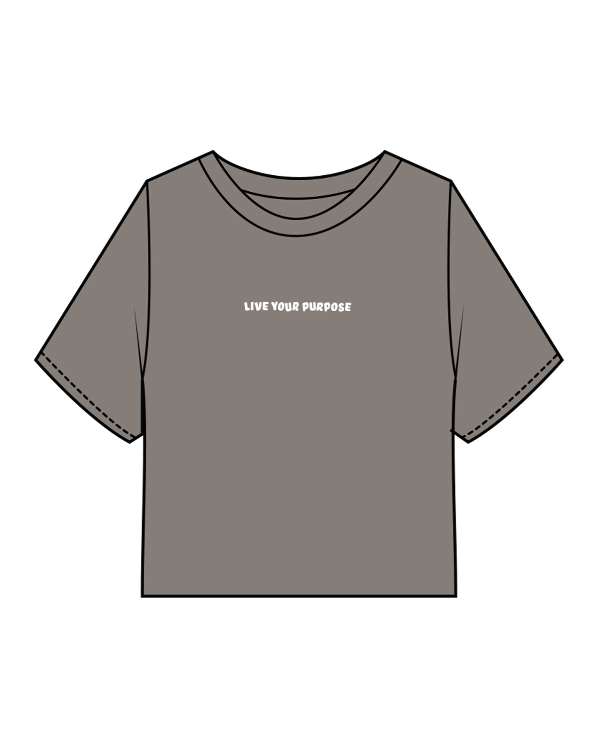 The Heavyweight Crop Tee - Washed Gray - Elevate - Center Chest & Back Center Neckline - Puff Print White