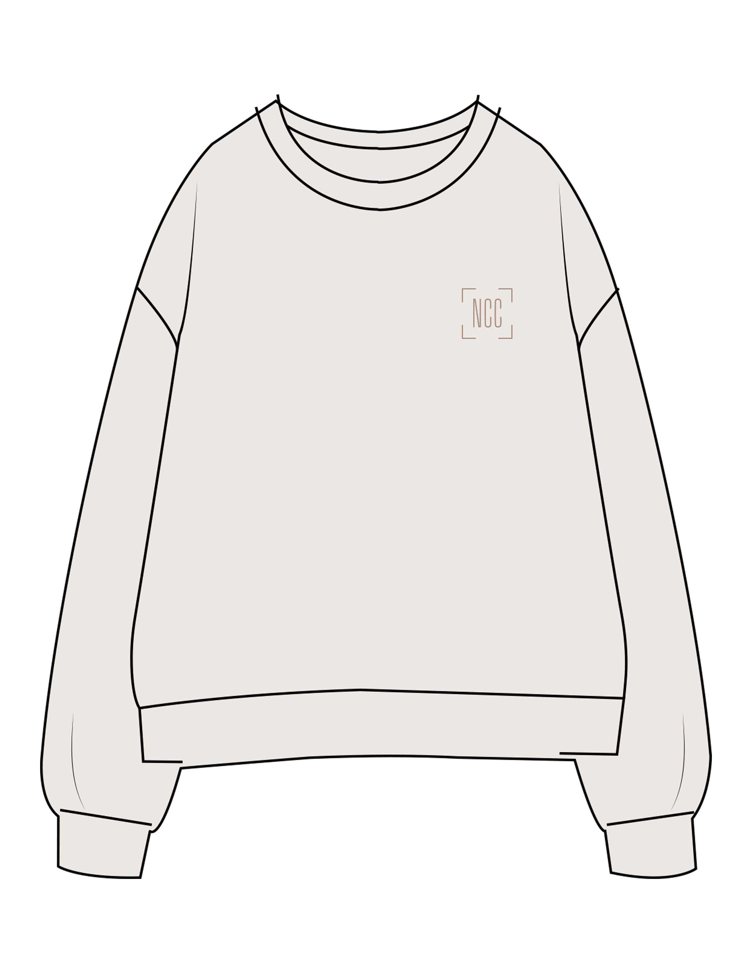 The Womens Crewneck - Bone - Natalie Crosby Consulting - Left Chest & Back Stacked - Printed - Brown