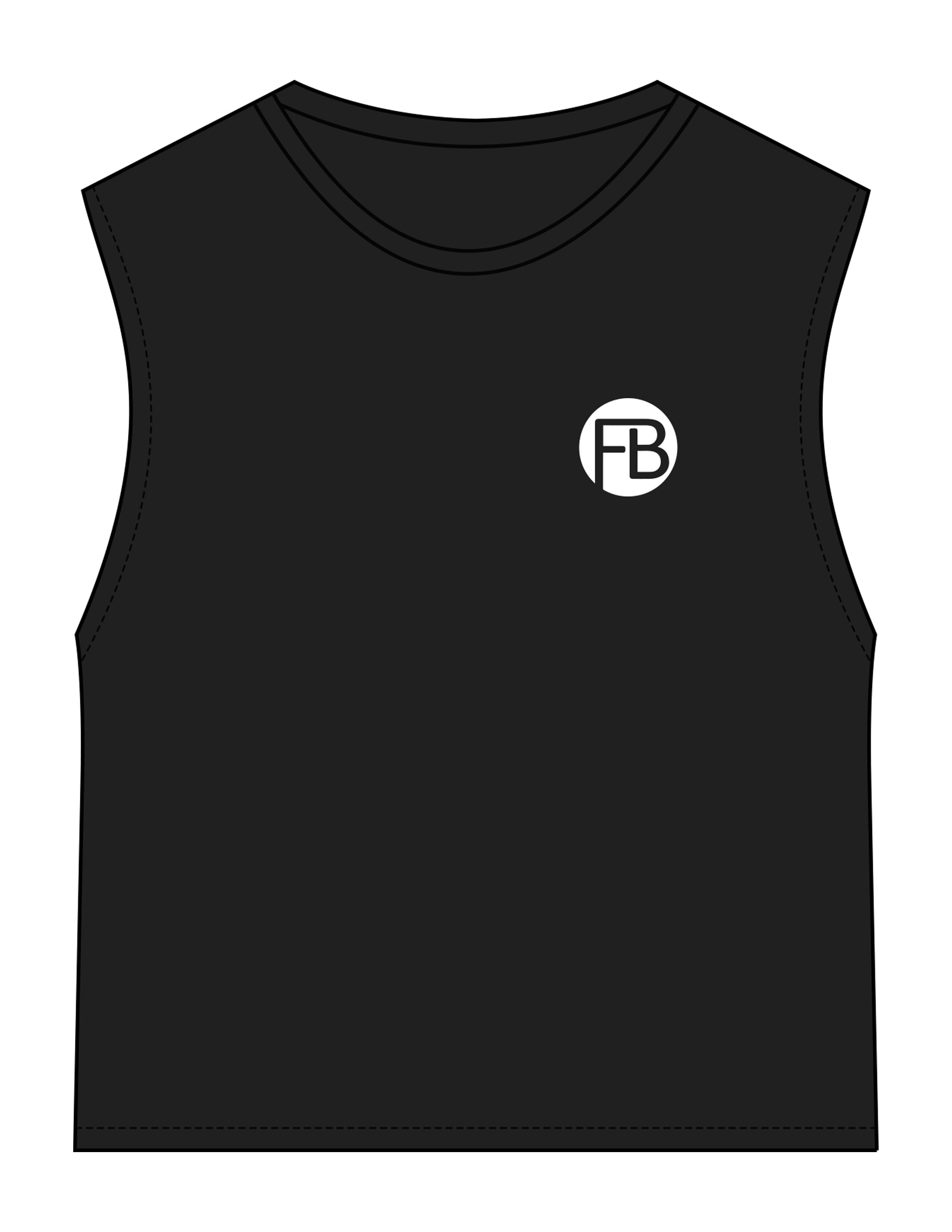 The Womens Classic Crop Tank - Black - Krista - Left Chest & Back Stacked - Printed - White
