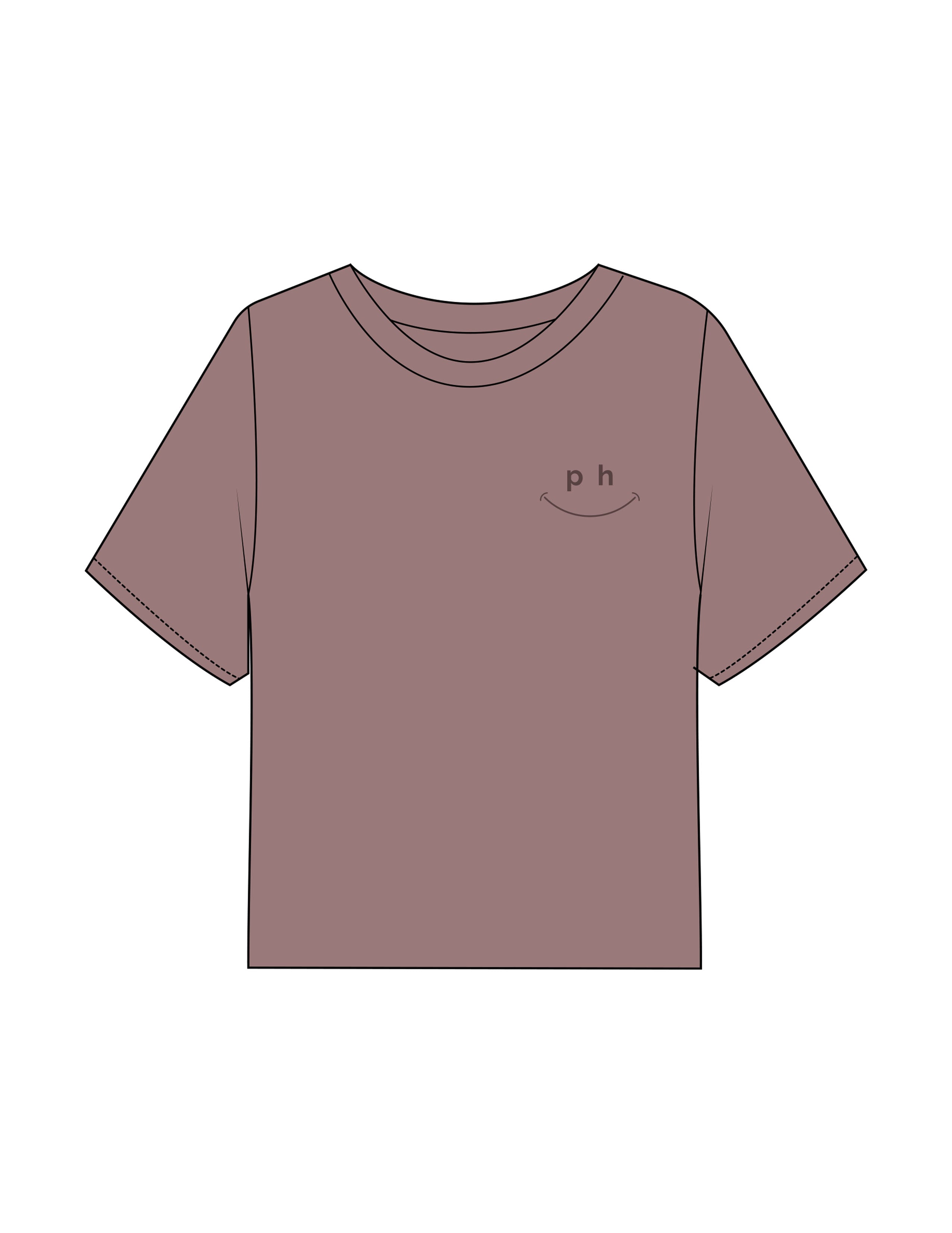 The Boxy Crop Tee - Mauve - PHS - Left Chest Stacked & Back Stacked - Printed - Tone on Tone