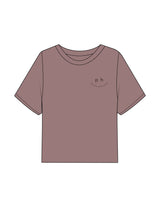 The Boxy Crop Tee - Mauve - PHS - Left Chest Stacked & Back Stacked - Printed - Tone on Tone