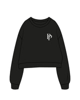 The Oversized Crop - Black - Pose Pilates - Left Chest & Back Center - White