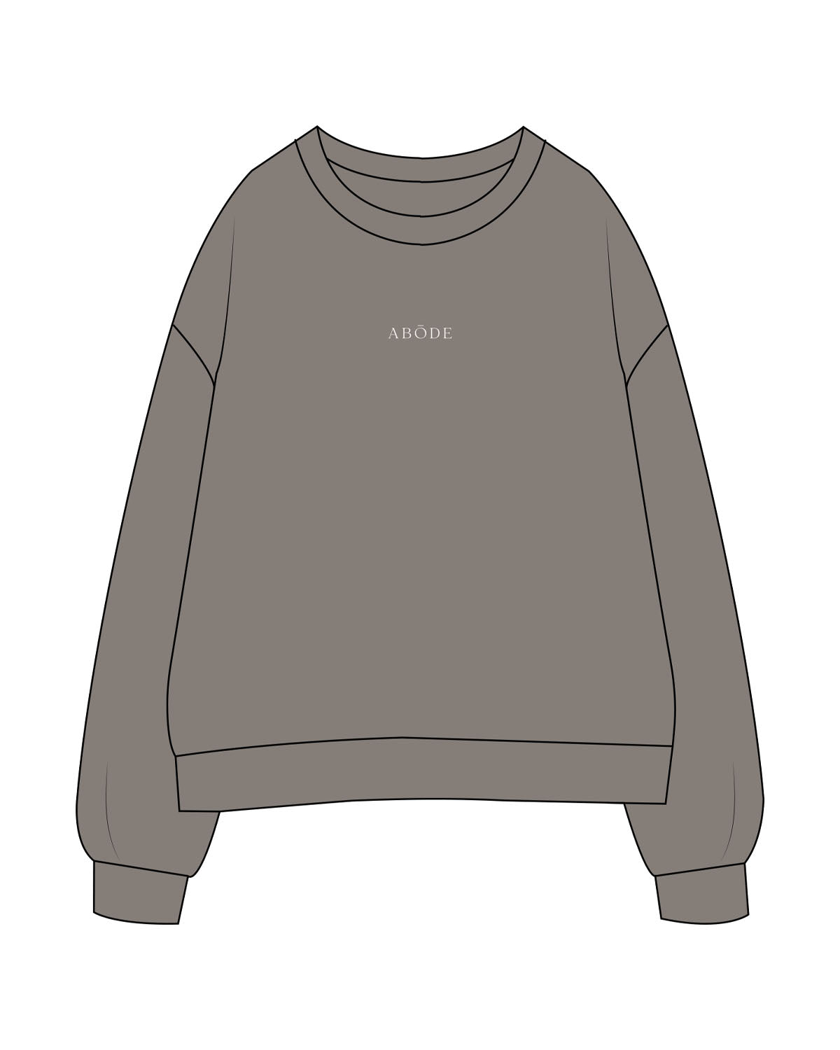 The Womens Crewneck - Washed Gray - Abode Skin & Wellness - Center Chest - Embroidered - Cream