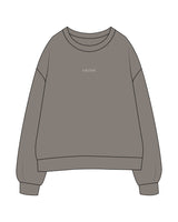 The Womens Crewneck - Washed Gray - Abode Skin & Wellness - Center Chest - Embroidered - Cream