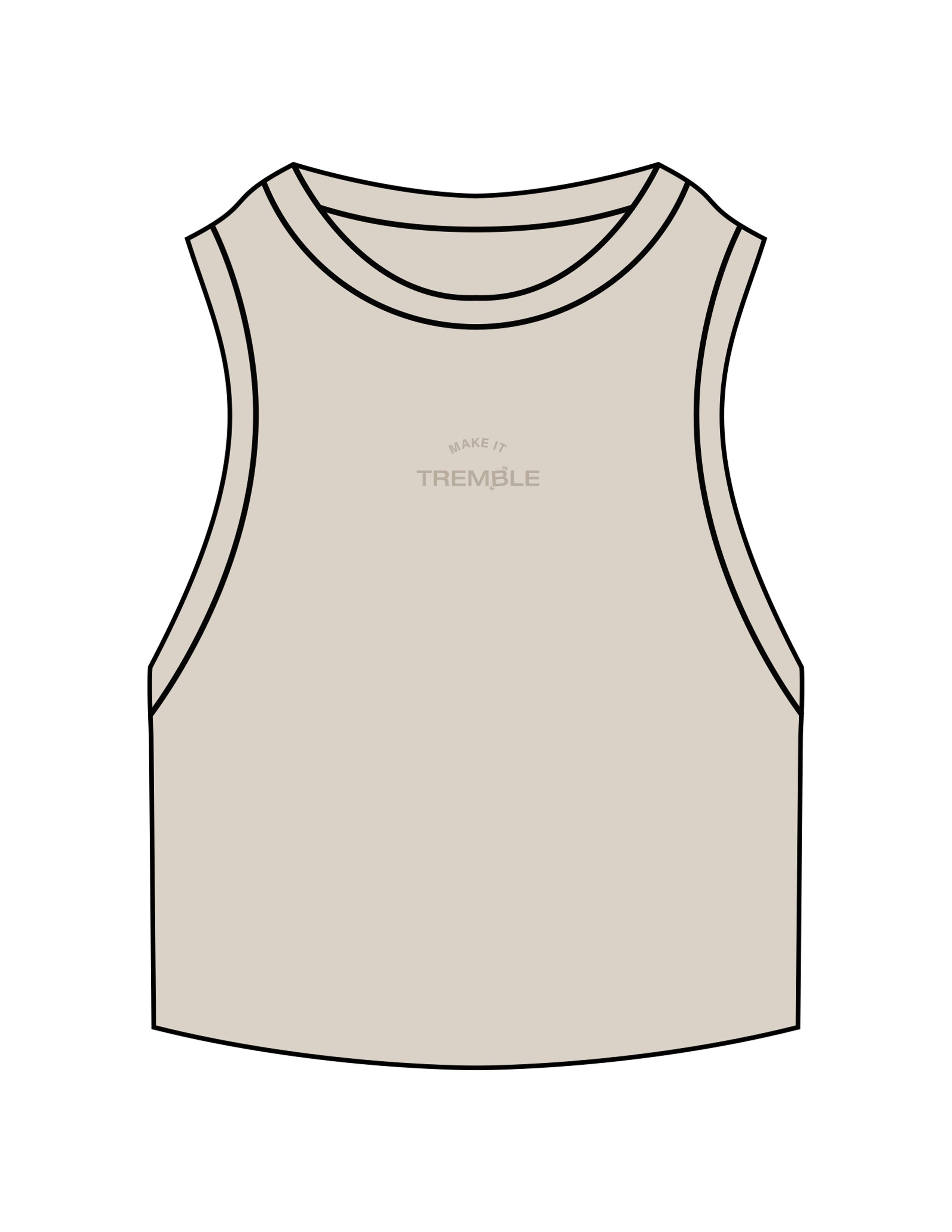 The Ribbed Crop Tank - Bone - Tremble - Center Chest Stacked - Embroidered - Tone on Tone