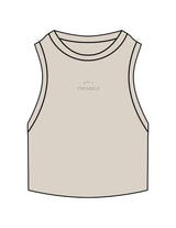 The Ribbed Crop Tank - Bone - Tremble - Center Chest Stacked - Embroidered - Tone on Tone