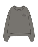 The Womens Crewneck - Washed Gray - Vibe MVMT - Left Chest Stacked - Embroidered - Tone on Tone