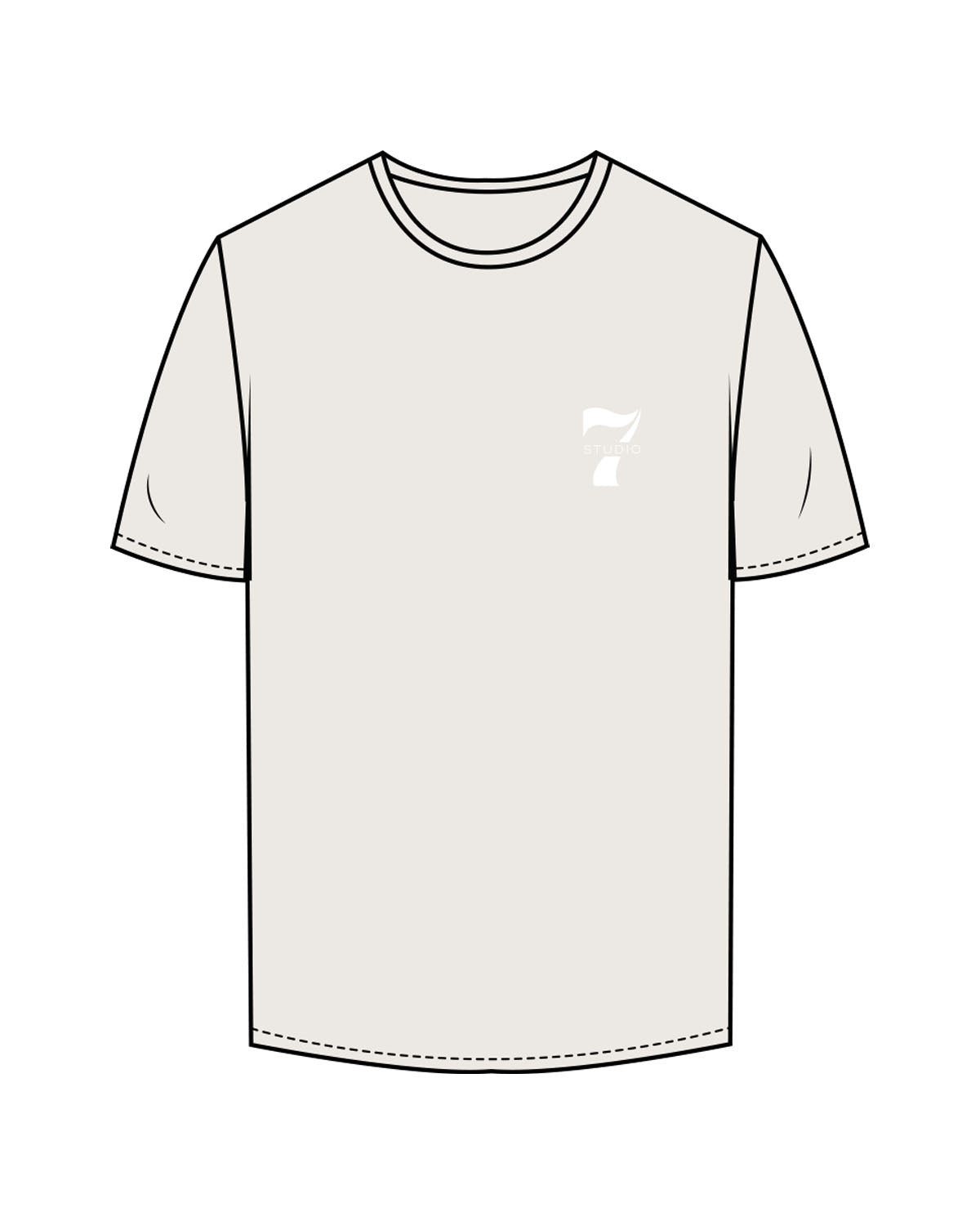The Mens Tee - Bone - STUDIO 7 - Left Chest - Printed - White