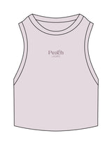 The Ribbed Crop Tank - Orchid - Peach F.L - Center Chest Stacked - Embroidered - Tone on Tone