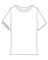 The Baby Tee - White - THE PILATES DISTRICT - Right Sleeve - Printed - Black