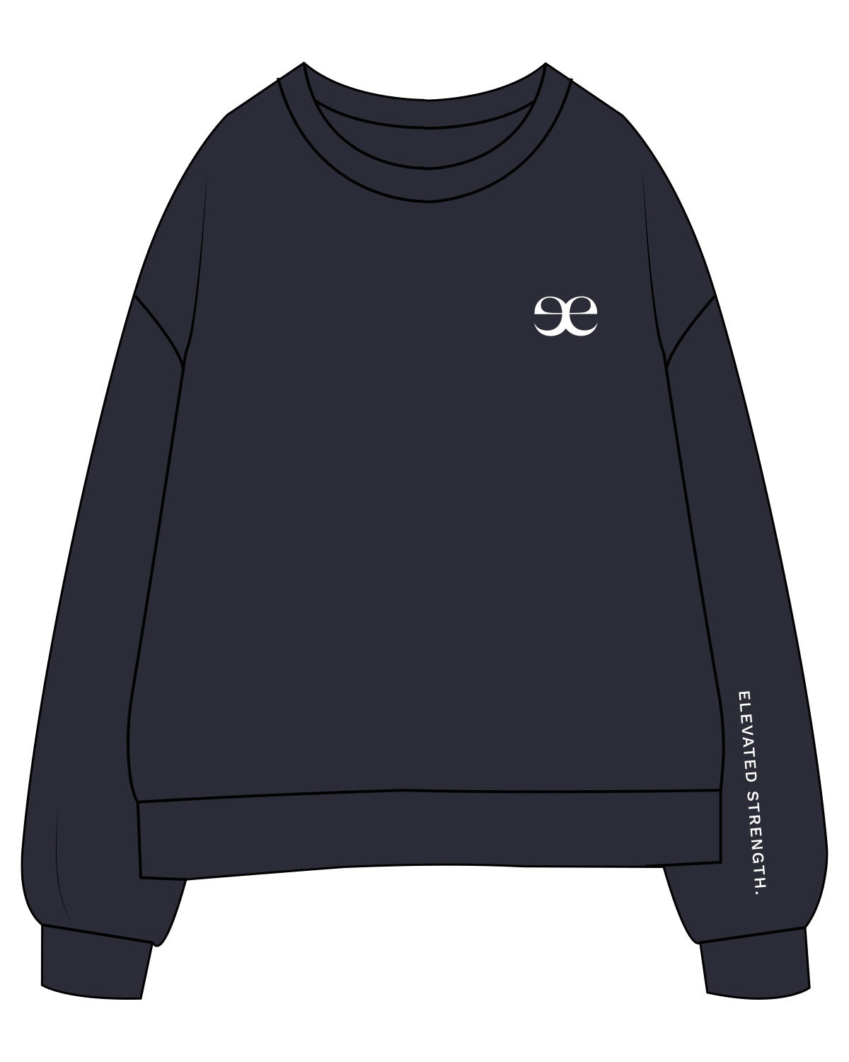 The Mens Classic Crewneck - Navy - Evolve Lagree - Left Chest & Left Sleeve - Printed - White