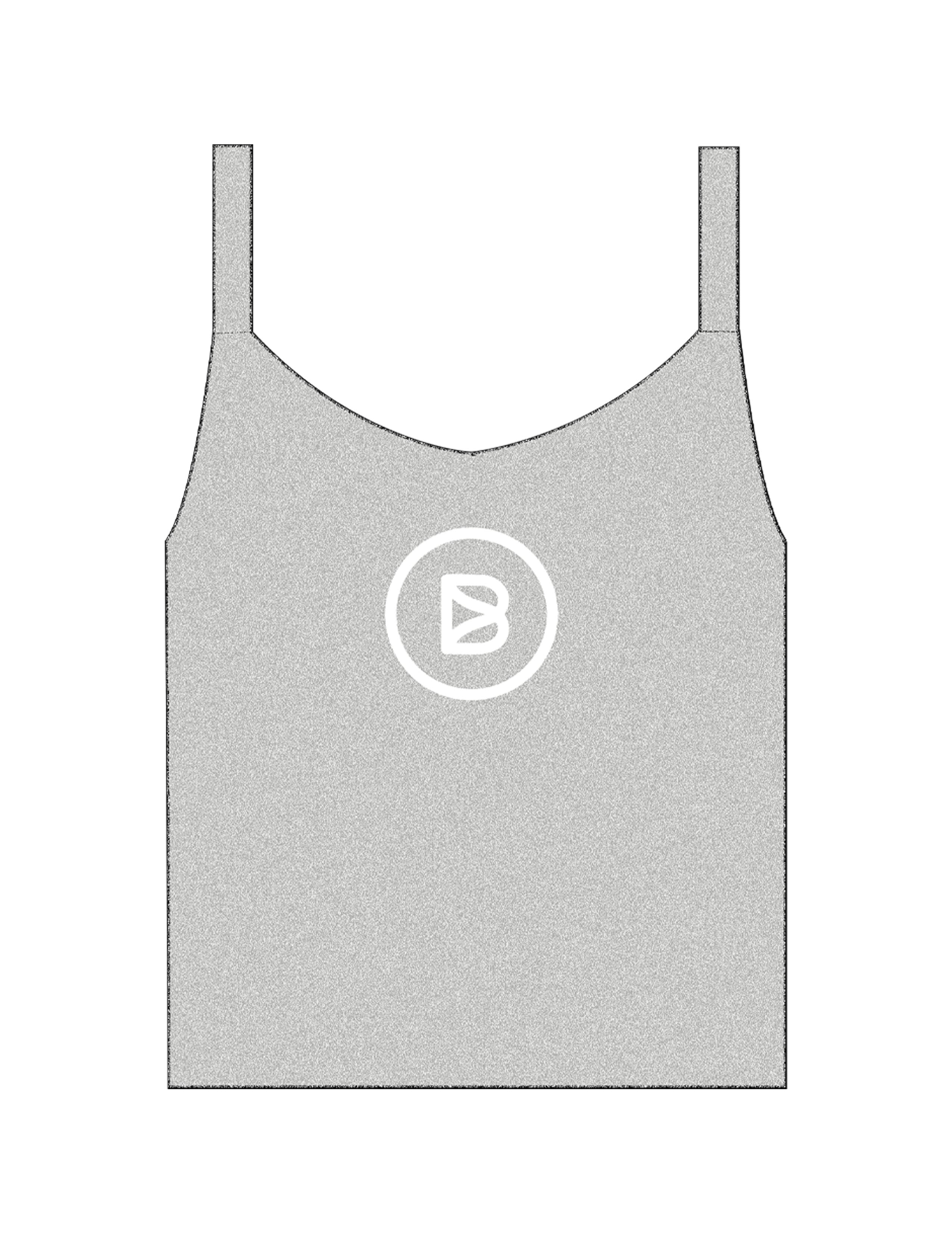 The Micro Rib Strappy Crop Tank - Heather - Bond Fitness - Center Chest Round - Printed - White