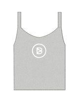 The Micro Rib Strappy Crop Tank - Heather - Bond Fitness - Center Chest Round - Printed - White