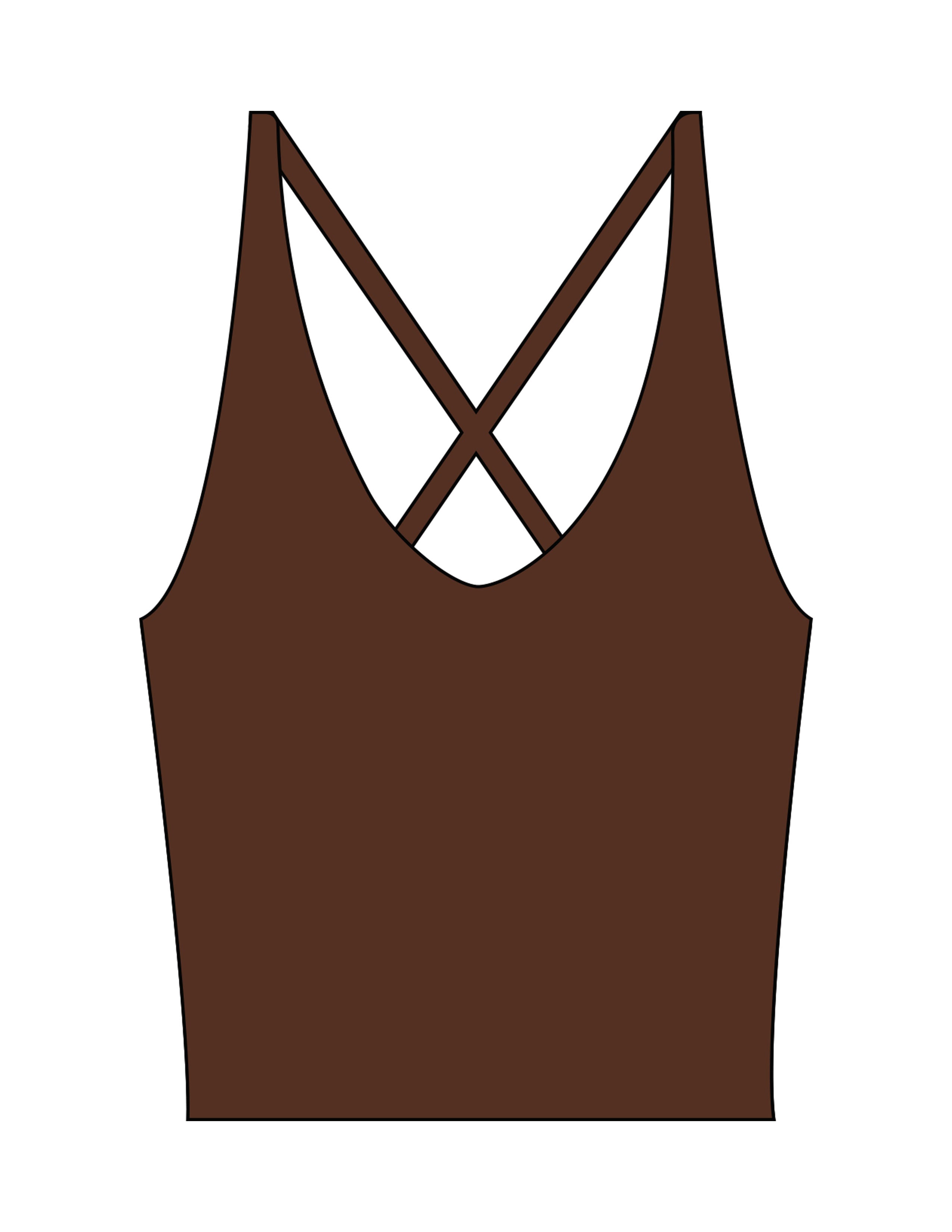 The Sporty Strappy Tank - Brown - RPCS - Center Back Stacked - Printed - White