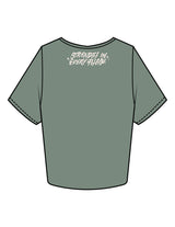 The Crop Tee - Sage - Fase Lagree - Bottom Front & Back Neckline - Printed - Ecru